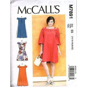 McCall's M7891 Misses 14 to 22 Cold Shoulder Dresses New Uncut Sewing Pattern
